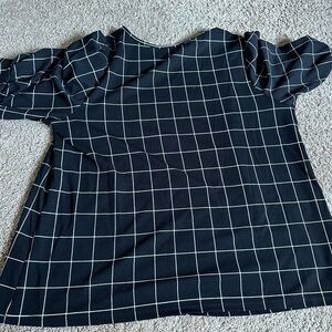 Women's Black and White Checkered Top